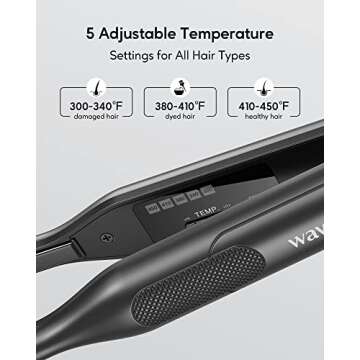 Wavytalk 3/10 Inch Mini Straightener for Quick Touch Ups, Pencil for Short Hair, Beard and Pixie Cut, Fast 15-Sec Heating Titanium Flat Iron with Adjustable Temp Settings & Dual Voltage