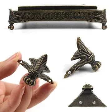 VinBee 20 PCS Antique Brass Wood Case Jewelry Chest Storage Box Feet Leg Corner Protector