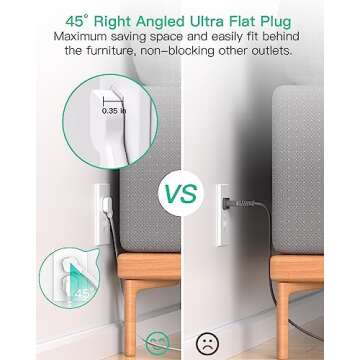 Mifaso Dorm Room Essentials Power Strip - Flat Extension Cord with Multiple Outlets, 5Ft Ultra Cord with 4 USB Ports, Non Surge Protector for Cruise Ship Travel, Desktop Charging Station