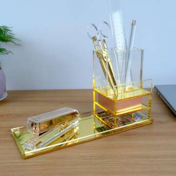Stylish EXPUTRAN Acrylic Desk Organizer 4-Piece Kit