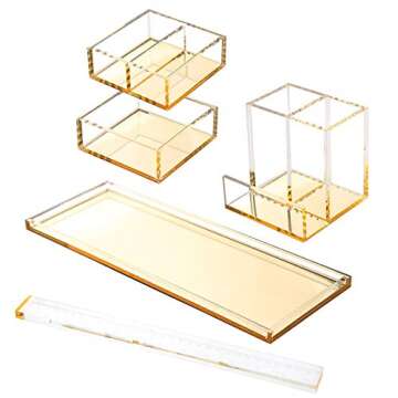 Stylish EXPUTRAN Acrylic Desk Organizer 4-Piece Kit
