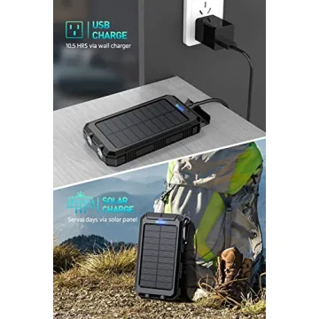 Mregb 36800mAh Solar Power Bank Fast Charging Flashlight