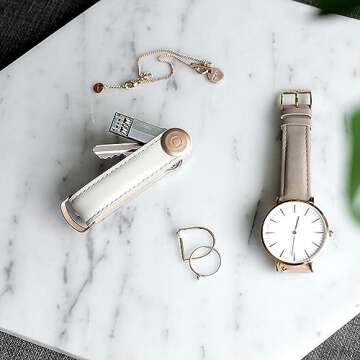 Orbitkey Leather Key Organizer | Durable, Stainless Steel Locking Mechanism, Slim & Quiet Profile | ...
