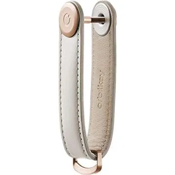 Orbitkey Leather Key Organizer | Durable, Stainless Steel Locking Mechanism, Slim & Quiet Profile | Holds up to 7 Keys, Stone with Grey Stitching