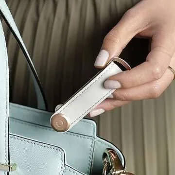 Orbitkey Leather Key Organizer | Durable, Stainless Steel Locking Mechanism, Slim & Quiet Profile | Holds up to 7 Keys, Stone with Grey Stitching