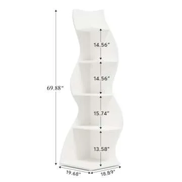 Tribesigns Corner Shelf, Modern 5-Tier Wall Corner Bookshelf, Stylish Corner Small Bookcase Storage Rack Plant Stand with Unique Shape for Living Room, Home Office, (1PC, White)