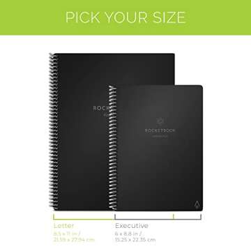 Rocketbook Smart Reusable Notebook, Fusion Plus Letter Size Spiral Notebook & Planner, Pink, (8.5" x 11")