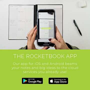 Rocketbook Smart Reusable Notebook, Fusion Plus Letter Size Spiral Notebook & Planner, Pink, (8.5" x 11")