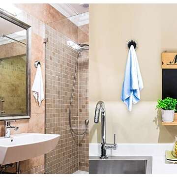 Eiqer 8 Pack Kitchen Towel Holder, Self Adhesive Wall Dish Towel Hook, Round Wall Mount Towel Holder for Bathroom, Kitchen and Home, Wall, Cabinet, Garage, No Drilling Required