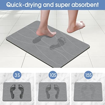 Veeloim Stone Bath Mat Non-Slip Quick Drying Diatomaceous