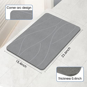Veeloim Stone Bath Mat Non-Slip Quick Drying Diatomaceous