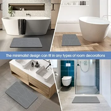 Veeloim Stone Bath Mat Non-Slip Quick Drying Diatomaceous