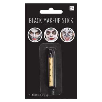 amscan Black Face Paint Makeup Stick for Party Fun - 0.05 oz. - Bold, Long-Lasting & Easy-to-Apply - Perfect Party Essential for Kids & Adults
