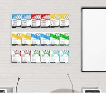 lukar 18 Pockets Acrylic Brochure Holder Wall Mount 4" Pocket Pamphlet Holder Display Stand Clear Plastic Wall Brochure Holder Trifold Flyer Brochure Display Stand Rack for Office,Home