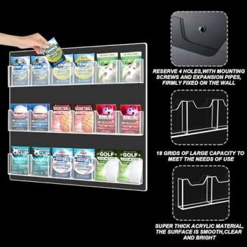 lukar 18 Pockets Acrylic Brochure Holder Wall Mount 4" Pocket Pamphlet Holder Display Stand Clear Plastic Wall Brochure Holder Trifold Flyer Brochure Display Stand Rack for Office,Home