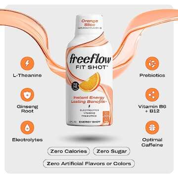 Freeflow Fit Energy Shots: Orange Slice - Natural Caffeine Boost with Vitamins & Prebiotics