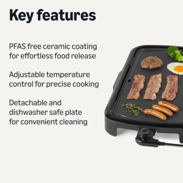 Amazon Basics Electric Griddle with Nonstick Ceramic Coating