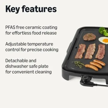 Amazon Basics Electric Griddle with Nonstick Ceramic Coating