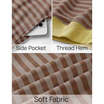 ZESICA Womens Casual Striped Pullover Tops Long Sleeve Shirts Crewneck Oversized Sweatshirts Spring Clothes,Brown,Medium