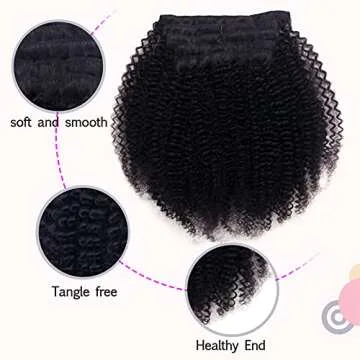 Vanalia Afro Kinky Curly Clip in Hair Extensions for Black Women, 9A Brazilian Remy Human Hair 3C 4A Hair Clip Ins Natural Black Color, Double Lace Wefts, 120 Gram 12Inch