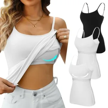 V FOR CITY 3 Pack Cotton Tank Tops - Shelf Bra, Adjustable Straps, Chic Comfort