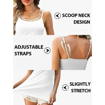 V FOR CITY 3 Pack Cotton Camisoles for Women - Adjustable & Comfy