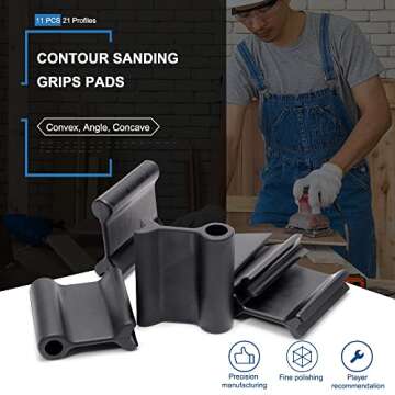 DITKOK 11 PCS Contour Sanding Grips with 21 Profiles, Woodworking Angle Sanding Pads for Convex and Concave Sanding, Sanding Tools for Woodworkers/Home/Arts/Crafts