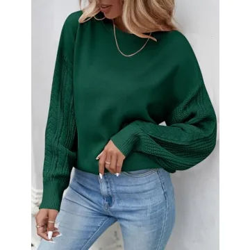 ZESICA Women's Oversized Cable Knit Pullover Sweater Tops