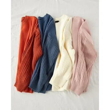 ZESICA Women's Oversized Cable Knit Pullover Sweater Tops