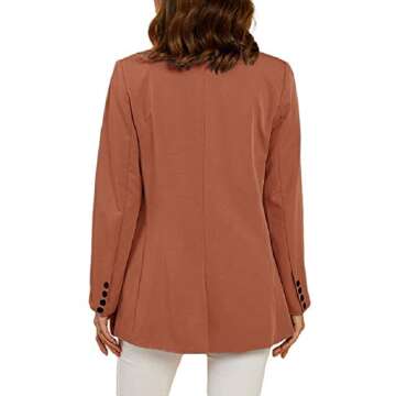 Cicy Bell Women's Casual Long Sleeve Blazer Open Front Loose Buttons Work Office Jacket (Khaki,Medium)