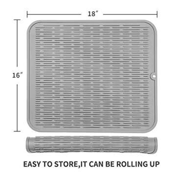 MicoYang Silicone Dish Drying Mat for Multiple Usage,Easy clean,Eco-friendly,Heat-resistant Silicone...