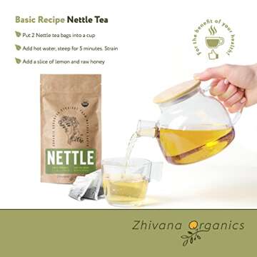 Stinging Nettle Tea Organic (100 TeaBags) – Dried Nettles Tea - Te De Ortiga Verde Organica - Great for Joints, Blood Circulation, Allergy, Body Cleanse