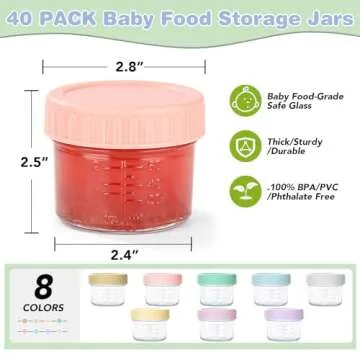 40 Pack Glass Baby Food Storage Containers for Infants