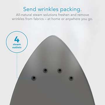 Steamfast SF-720 Mini Travel Steam Iron with Dual Voltage, Travel Bag, Non-Stick Soleplate, Anti-Slip Handle, Rapid Heating, 420W Power White