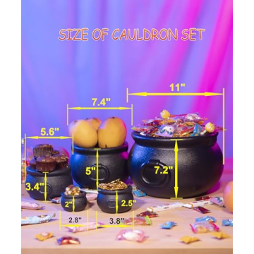 GLOCAMPING 5 in 1 Plastic Witch Cauldron Kettle Set