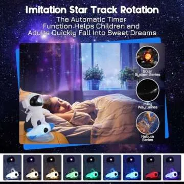 Tomvorks 4K HD Star Projector Galaxy Light, Astronaut Galaxy Projector for Bedroom, 13 Sky Movie Discs, Colorful Glow Rocket and 2 Timers, 360°Kids Night Light Projector,Gifts for Children and Adults