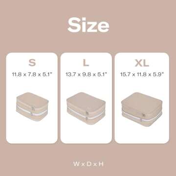 Branden Compression Packing Cube, Large, Sandbeige | Travel Essentials l Luggage Organizer l Self Compression Organizer for Travel l Overnight Trip, Road Trip, Beach, Cruise