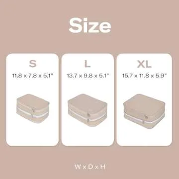 Branden Compression Packing Cube, Large, Sandbeige | Travel Essentials l Luggage Organizer l Self Compression Organizer for Travel l Overnight Trip, Road Trip, Beach, Cruise