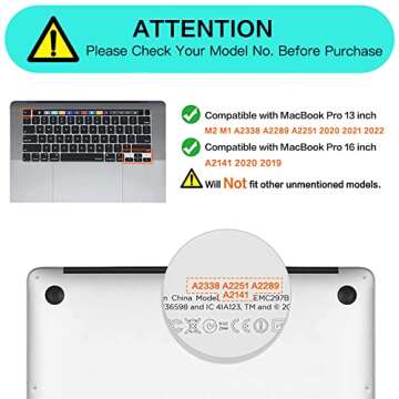 MOSISO Keyboard Cover for MacBook Pro 13 inch M2 2023 M1 2020 & 16 inch 2019 Touch ID