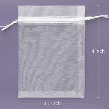 Akstore 50Pcs 3.15"x4"(8x10cm) Sheer Drawstring Organza Jewelry Pouches Wedding Party Christmas Favo...