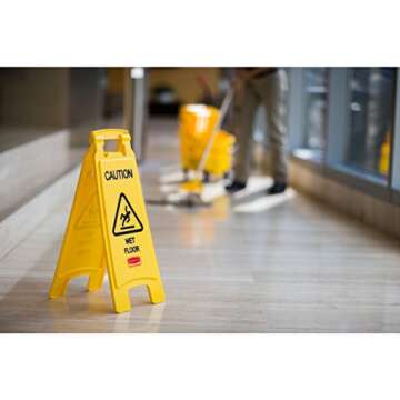 Rubbermaid Commercial Products Collapsible Bright "Caution Wet Floor" Industrial Warning Sign to Pre...