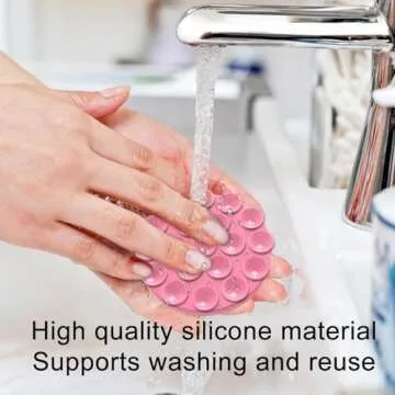 omee Magnetic Suction Cup Phone Mount - Anti Slip Hands Free Silicone Suction Phone Grip Compatible with iPhone MagSafe Phone Case Series, Mirror Shower Holder for Selfies and Tiktok Videos (Pink)