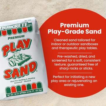 Quikrete Sandbox Play Sand – Outdoor Kids Filtered Playsand for Sand Box – Screened, Washed and Dried Tan Color - 50 Pounds