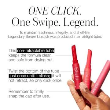 RMS Beauty Legendary Serum Lipstick - Satin Finish Lip Color, Serum Lip Stain Hybrid, Long Lasting Lipstick for Women, Hydrating Lip Tint Stain