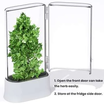 vacane Herb Keeper for Refrigerator, Fresh Herb Saver Herb Storage Containers, Cilantro Container for Fridge Asparagus Container, Dishwasher Safe-2 Pack