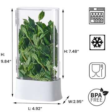 vacane Herb Keeper for Refrigerator, Fresh Herb Saver Herb Storage Containers, Cilantro Container for Fridge Asparagus Container, Dishwasher Safe-2 Pack