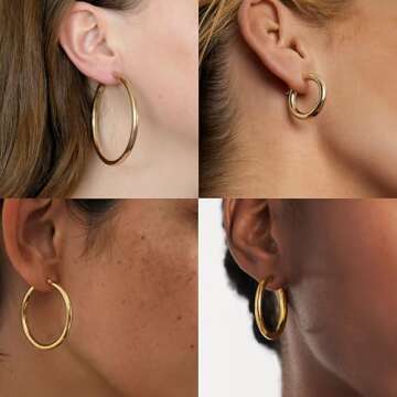 Elegant Lightweight Gold Hoop Earrings - IDJEOABL