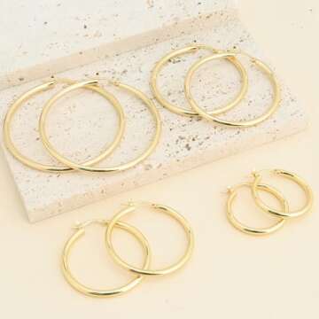 Elegant Lightweight Gold Hoop Earrings - IDJEOABL