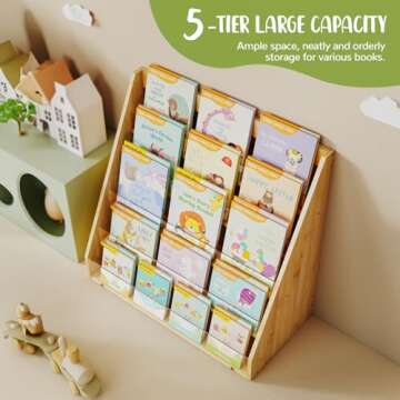 NiHome Bamboo Kids Bookshelf - Inspire Reading in Kids