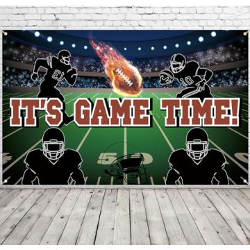 Football Backdrop It's Game Time Banner Football Theme Photography Background Party Decorations Touc...